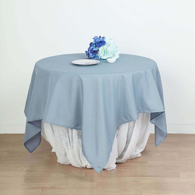 Polyester Square Table Overlay 90"x90" Dusty Blue - Wrinkle-Resistant & Durable Table Topper