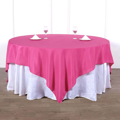 Polyester Square Table Overlay 90"x90" Fuchsia - Wrinkle-Resistant & Durable Table Topper