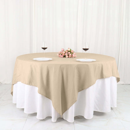Polyester Square Table Overlay 90"x90" Nude - Wrinkle-Resistant & Durable Table Topper