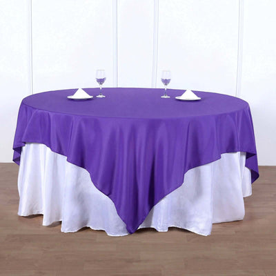 Polyester Square Table Overlay 90"x90" Purple - Wrinkle-Resistant & Durable Table Topper