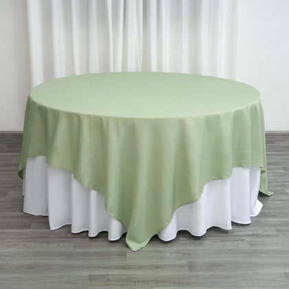 Polyester Square Table Overlay 90"x90" Sage Green - Wrinkle-Resistant & Durable Table Topper