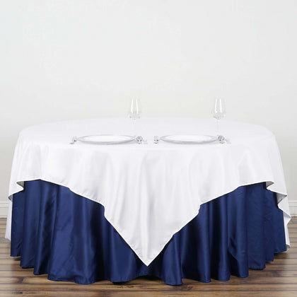 Polyester Square Table Overlay 90"x90" White - Wrinkle-Resistant and Durable Table Topper for Weddings & Special Occasions