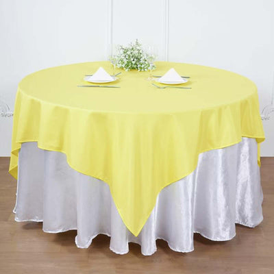 Polyester Square Table Overlay 90"x90" Yellow - Wrinkle-Resistant & Durable Table Topper