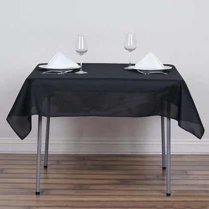 Polyester Square Tablecloth 54"x54" Black - Wrinkle-Resistant Table Cover for Special Occasions