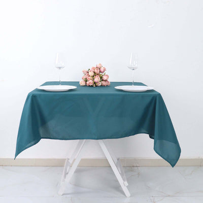 Polyester Square Tablecloth 54"x54" Peacock Teal - Wrinkle-Resistant Table Cover