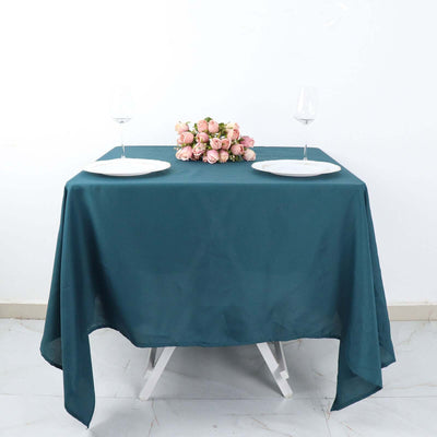 Polyester Square Tablecloth 70"x70" Peacock Teal - Wrinkle-Resistant Table Cover
