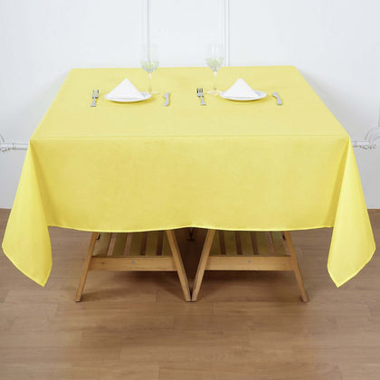Polyester Square Tablecloth 70"x70" Yellow - Wrinkle-Resistant Table Cover