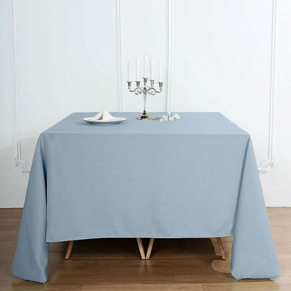 Polyester Square Tablecloth 90"x90" Dusty Blue - Wrinkle-Resistant & Durable Table Cover