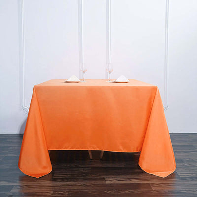 Polyester Square Tablecloth 90"x90" Orange - Wrinkle-Resistant & Durable Table Cover