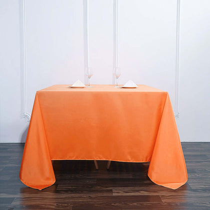 Polyester Square Tablecloth 90"x90" Orange - Wrinkle-Resistant & Durable Table Cover