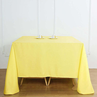 Polyester Square Tablecloth 90"x90" Yellow - Wrinkle-Resistant & Durable Table Cover
