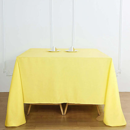 Polyester Square Tablecloth 90"x90" Yellow - Wrinkle-Resistant & Durable Table Cover