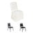 Stackable banquet chairs in black, gray, and white covers.