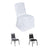 White chair cover and two chairs on a plain backdrop.