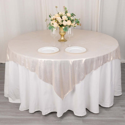 Polyester Table Overlay 72"x72" Beige - Shimmer Sequin Dots Wrinkle-Free Table Topper