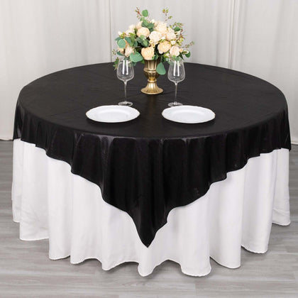 Polyester Table Overlay 72"x72" Black - Shimmer Sequin Dots Wrinkle-Free Table Topper