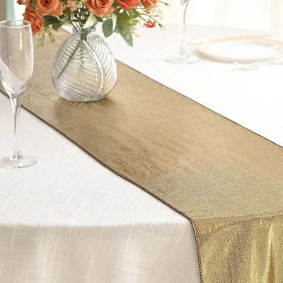 Polyester Table Runner 12"x108" Antique Gold with Shimmer Sequin Dots Design - Wrinkle-Free