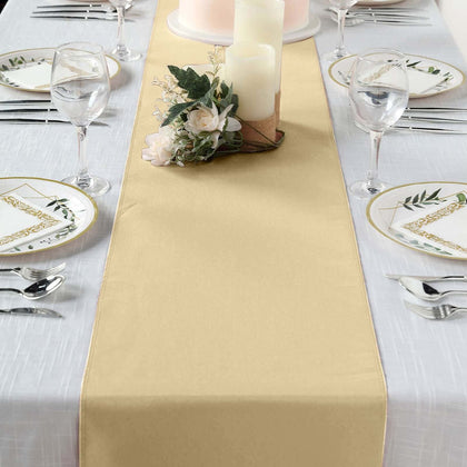 Polyester Table Runner 12"x108" Champagne - Wrinkle-Resistant & Durable Table Decor