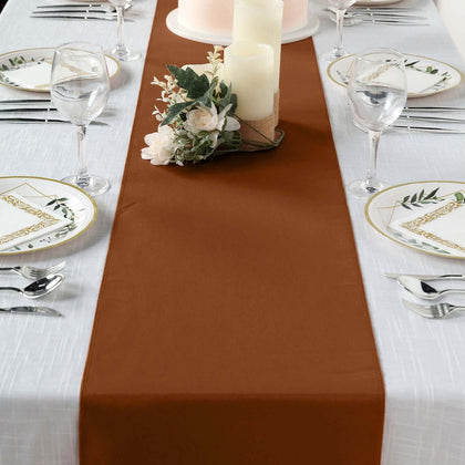 Polyester Table Runner 12"x108" Cinnamon Brown - Wrinkle-Resistant & Durable Table Decor