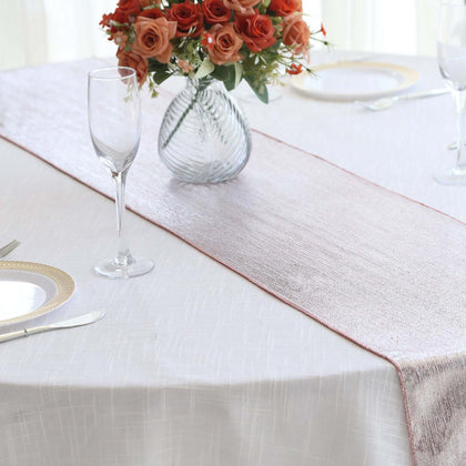 Polyester Table Runner 12"x108" Rose Gold with Shimmer Sequin Dots Design - Wrinkle-Free Finish