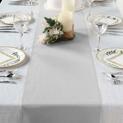 Polyester Table Runner 12"x108" Silver - Wrinkle-Resistant & Durable Table Decor
