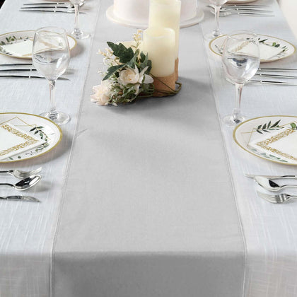 Polyester Table Runner 12"x108" Silver - Wrinkle-Resistant & Durable Table Decor