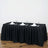 Black tablecloth draped over a banquet table set with glasses and napkins.