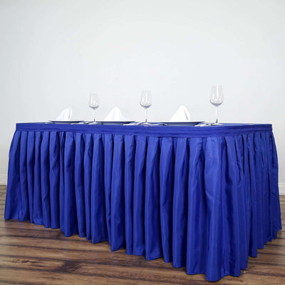 Polyester Table Skirt 17ft Royal Blue - Stylish Pleated Table Cover