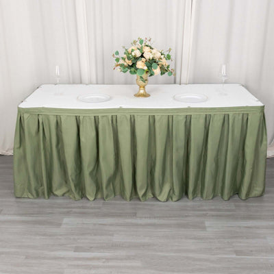 Polyester Table Skirt 21ft Dusty Sage Green - Stylish Pleated Table Cover