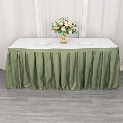 Polyester Table Skirt 21ft Dusty Sage Green - Stylish Pleated Table Cover