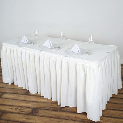 Polyester Table Skirt 21ft Ivory - Stylish Pleated Table Cover