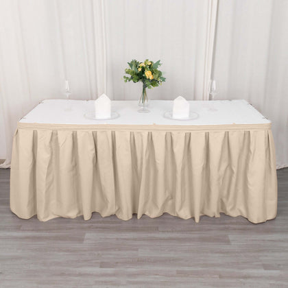 Polyester Table Skirt 21ft Nude - Stylish Pleated Table Cover