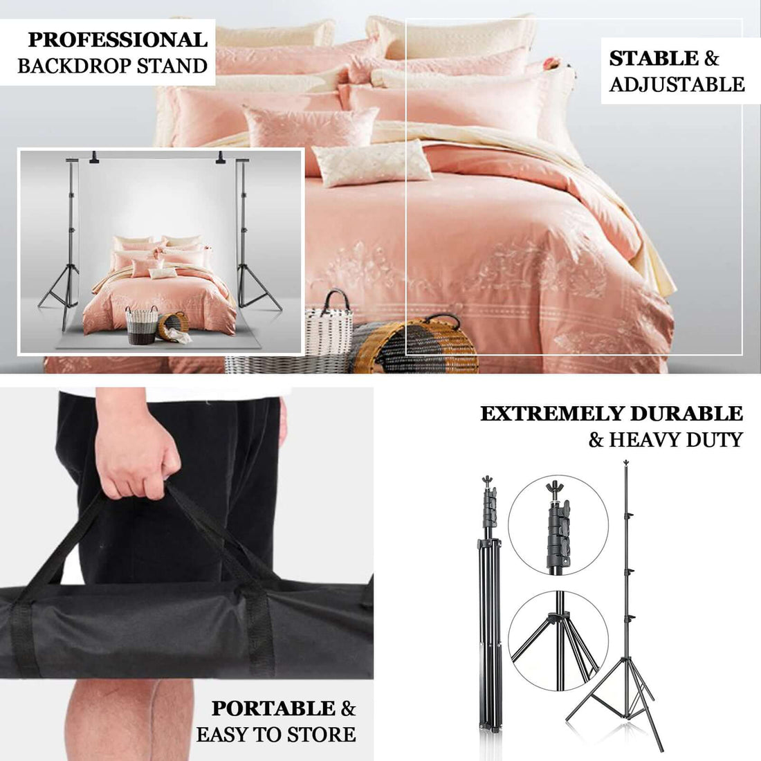 Interfit Backdrop Rack 8ft Adjustable Pipe and Drape Backdrop Stand Kit | eFavormart