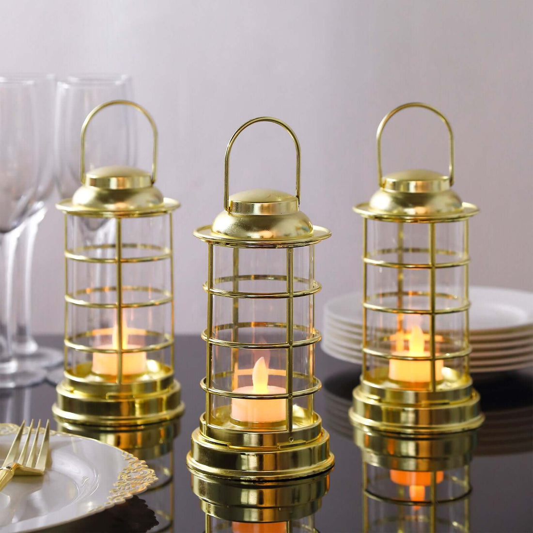 Lantern Accessory LED Tealight Candles Lantern Lamp Gold 7