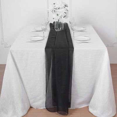 Chiffon Table Runner 6ft Black - Stylish & Lightweight Event Table Decor