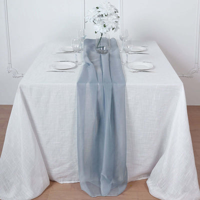 Chiffon Table Runner 6ft Dusty Blue - Lightweight Table Linen