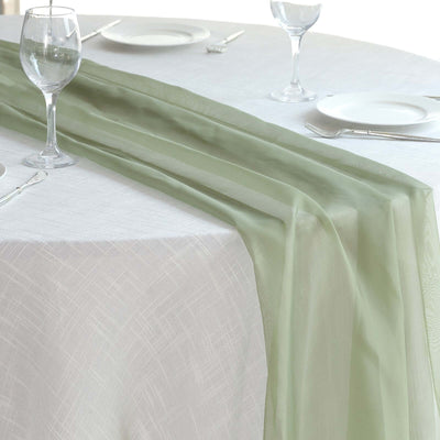 Chiffon Table Runner 6ft Dusty Sage Green - Lightweight Table Linen