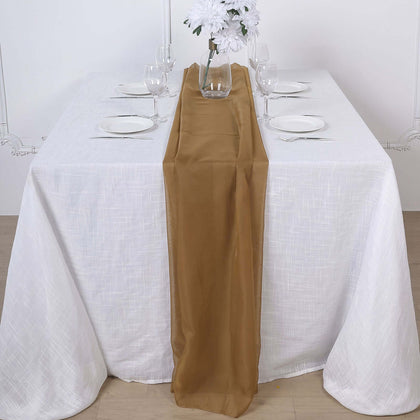 Chiffon Table Runner 6ft Gold - Stylish & Lightweight Event Table Decor