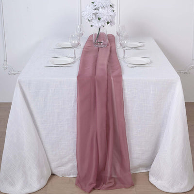 Chiffon Table Runner 6ft Mauve/Cinnamon Rose - Lightweight Table Linen