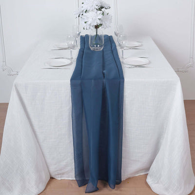 Chiffon Table Runner 6ft Navy Blue - Lightweight Table Linen