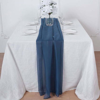 Chiffon Table Runner 6ft Navy Blue - Lightweight Table Linen