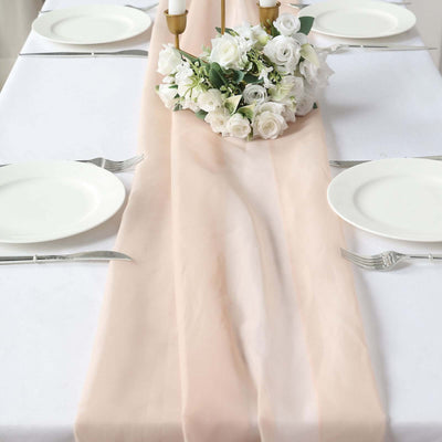 Chiffon Table Runner 6ft Nude - Lightweight Table Linen