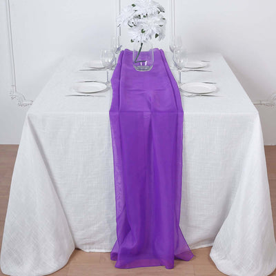 Chiffon Table Runner 6ft Purple - Lightweight Table Linen