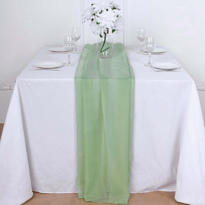 Chiffon Table Runner 6ft Sage Green - Lightweight Table Linen