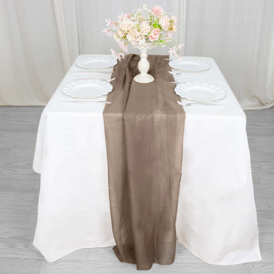 Chiffon Table Runner 6ft Taupe - Lightweight Table Linen