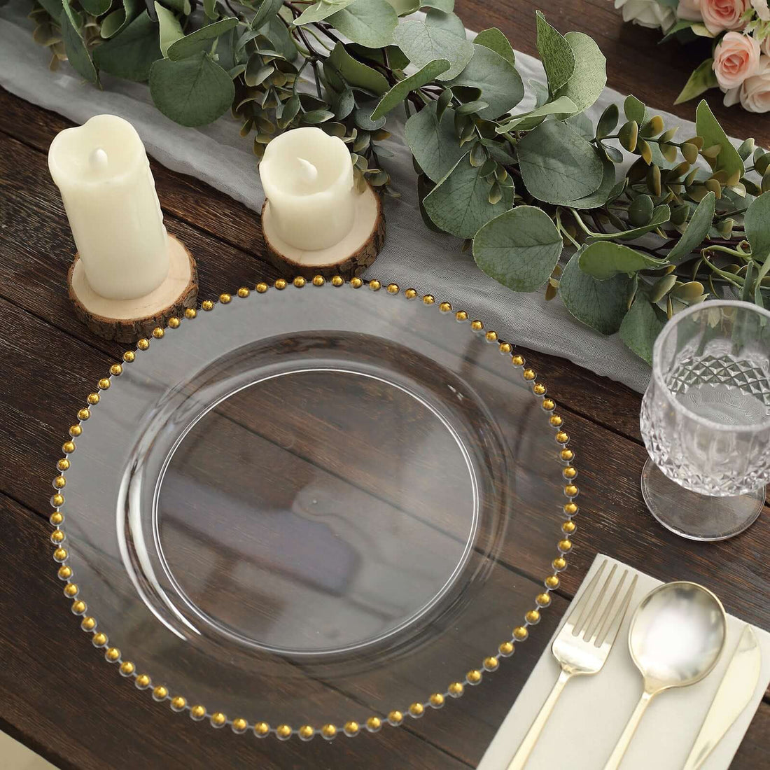 Plastic Beaded Rim Dinner Plates 10