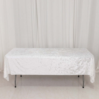 Premium Crushed Velvet Rectangle Tablecloth 60"x102" White - Exquisite Soft Textured Feel Reusable Table Cover