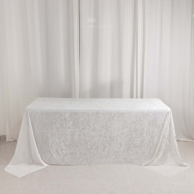 Premium Crushed Velvet Rectangle Tablecloth 90"x132" White - Seamless Soft & Sophisticated Reusable Table Cover