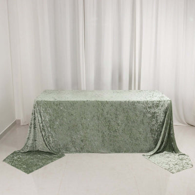 Premium Crushed Velvet Rectangle Tablecloth 90"x156" Sage Green - Seamless Soft & Reusable Table Cover