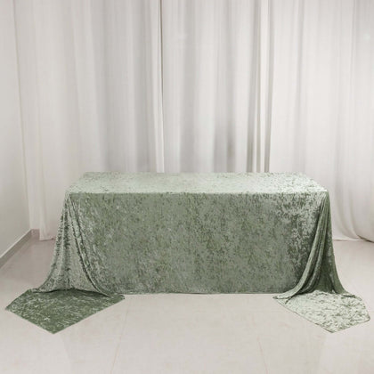 Premium Crushed Velvet Rectangle Tablecloth 90"x156" Sage Green - Seamless Soft & Reusable Table Cover